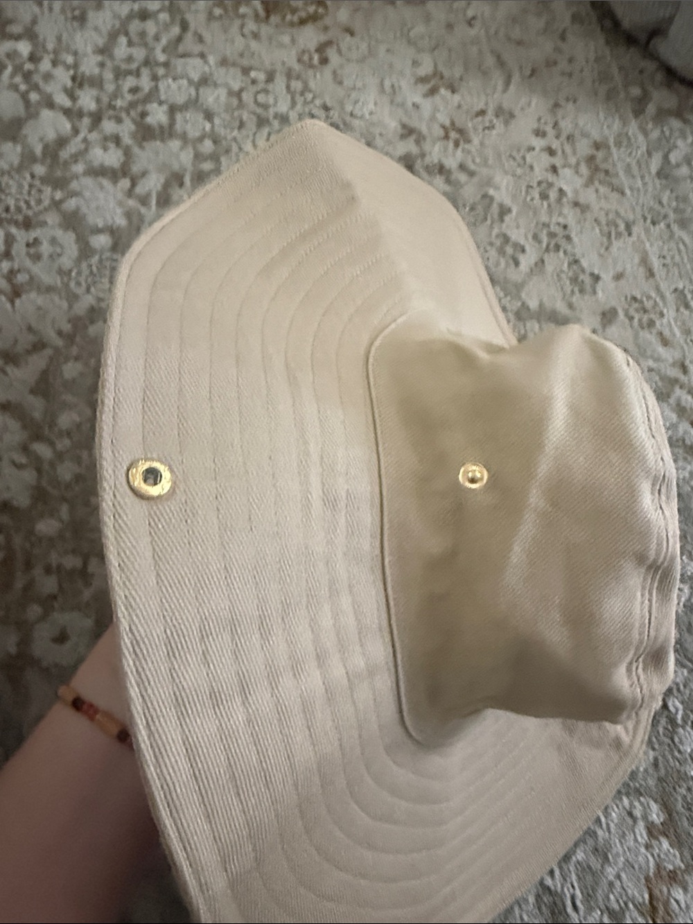 Miu Miu Cream Wide-Brim Sun Hat with Embroidered Logo - Picture 3 of 4